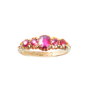 Five Stone Ruby Ring in 18ct Gold | 1.66ct | Edwardian c.1910