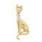 A Gold Diamond Sphynx Cat Brooch - image 1