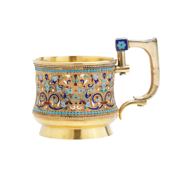 Russian silver gild and cloisonné enamelled tea glass holder, Moscow, c.1880 - image 1