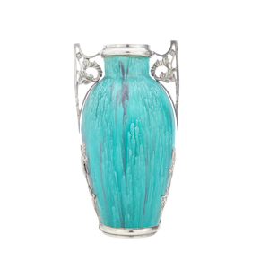 French silver and porcelain Art Nouveau Vase, c.1900