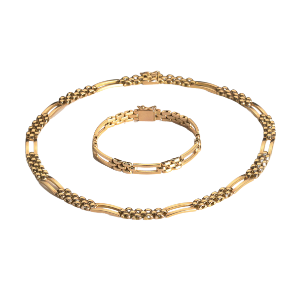 Vintage 18ct Gold Necklace and Bracelet Suite, Circa 1980 - image 1