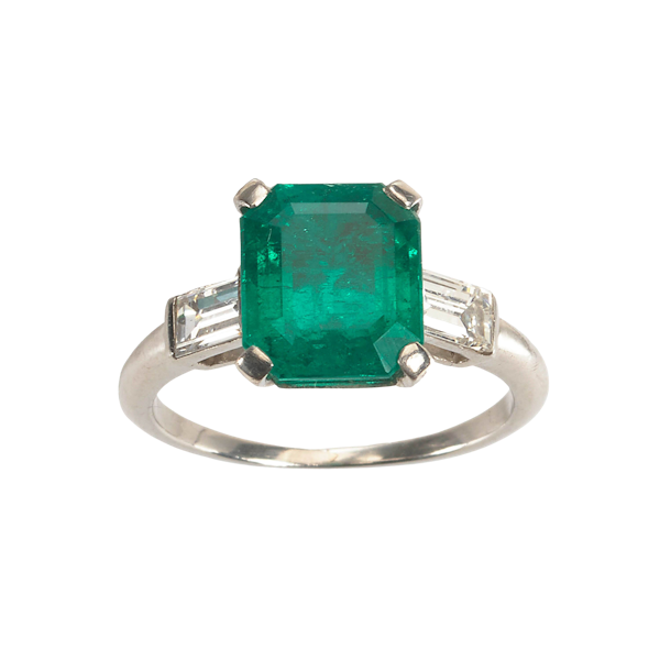 Colombian Emerald and Diamond Three Stone Ring, 3.73ct - image 1