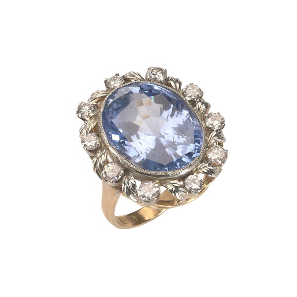 Sapphire and Diamond Platinum Cluster Ring, 17.17ct - image 1