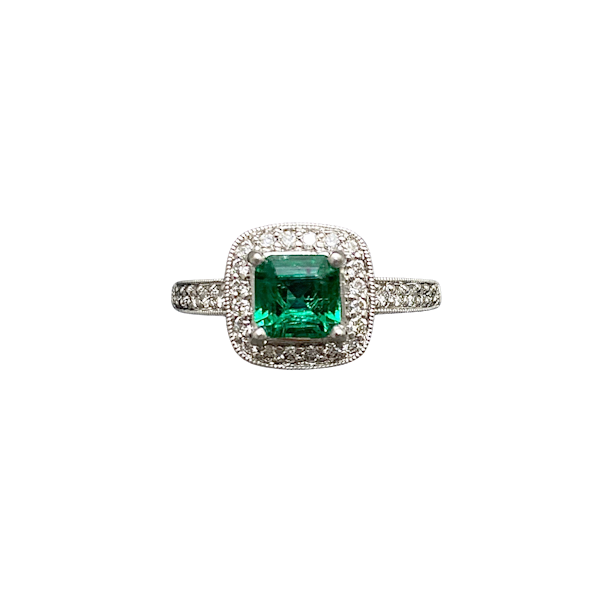 Emerald Diamond Ring in Platinum, date circa 1970, SHAPIRO & Co since1979 - image 1