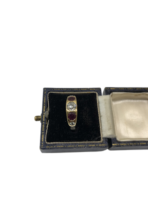 Deco Diamond ruby five stones ring
