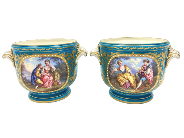 Pair of Sèvres style cache pots - image 1