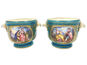 Pair of Sèvres style cache pots