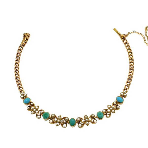 Edwardian Pearl and Turquoise Bracelet - image 1