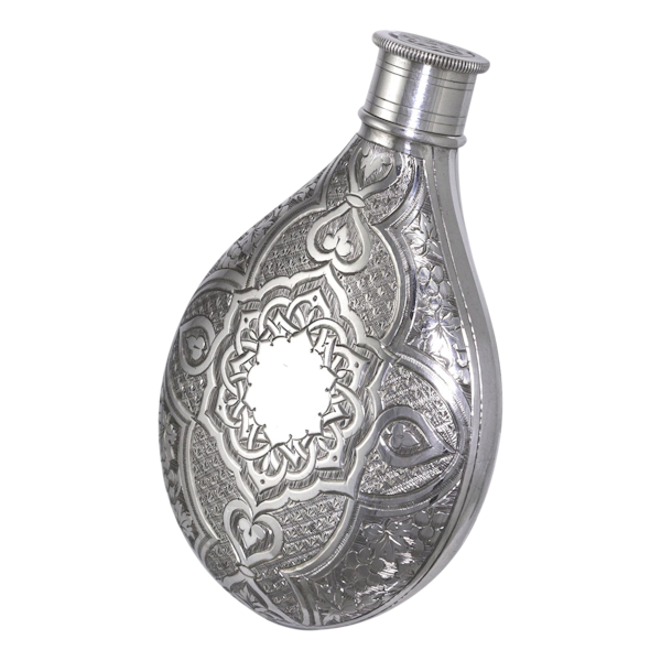 Sterling Silver - Mandala / Floral Engraved Hip Flask - D&M 1869 - image 1