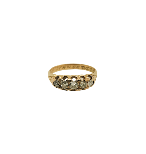 Antique old cut diamond 5 stone ring - image 1