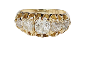 Antique diamond five stone ring skull 5303 DBGEMS