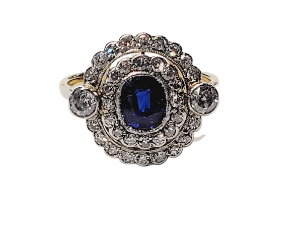Edwardian sapphire and diamond cluster engagement ring sku 5297 DBGEMS - image 1