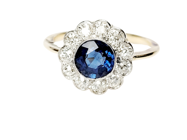 Gorgeous Edwardian sapphire and diamond cluster engagement ring sku 5308 DBGEMS - image 1