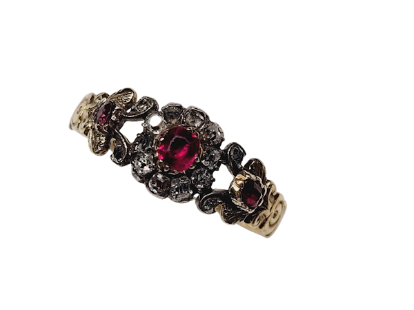 18th century Georgian Ruby and diamond cluster ring sku 5310 DBGEMS - image 1