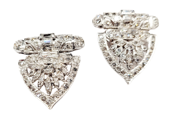 Pair of art deco diamond clips sku 5317 DBEMS - image 1