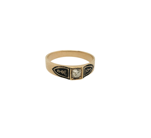 Enamel old cut diamond ring - image 1