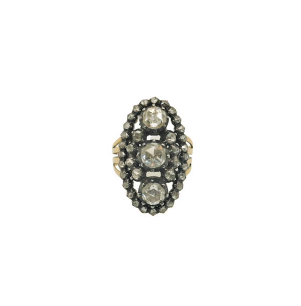 Antique rose cut diamond cluster ring - image 1