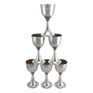 Sterling SILVER - Mid-Century Modern George Edward Grant - Set of 6 Wine Goblets