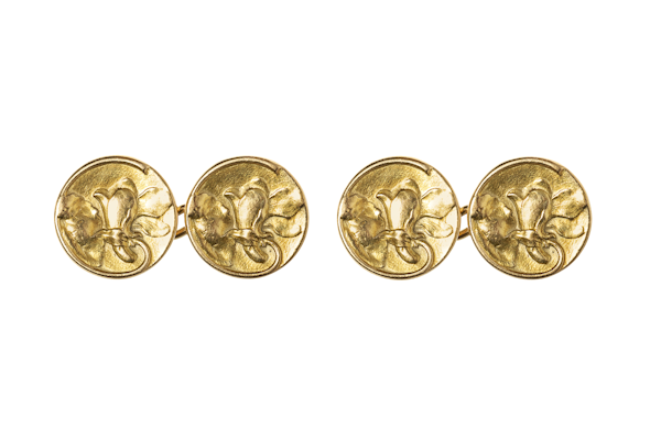 Gold Lotus Flower Cufflinks dating from late 19th Century - image 1