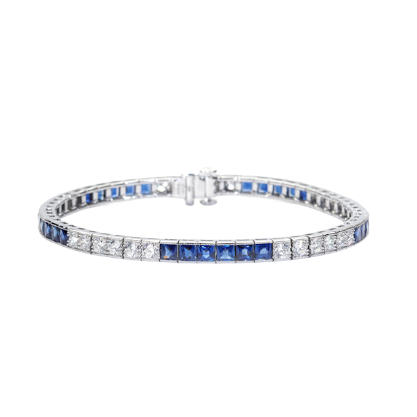 Modern Sapphire 4.64ct Diamond 2.45ct and Platinum Line Bracelet - image 1