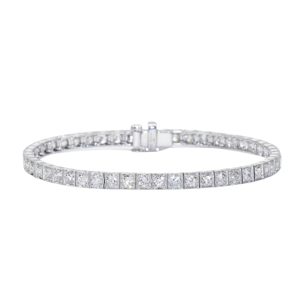 Modern Diamond and Platinum Line Bracelet, 4.76ct - image 1