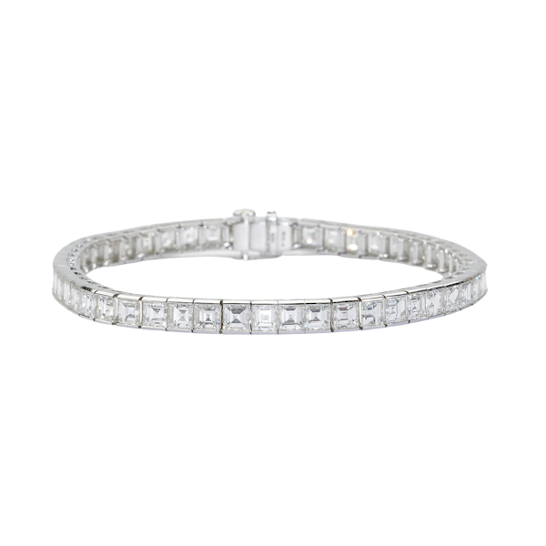 Modern Diamond and Platinum Line Bracelet 13.95ct - image 1