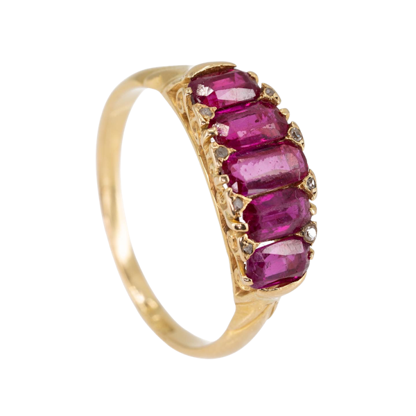 Natural Burma ruby Victorian ring with certificate - image 1