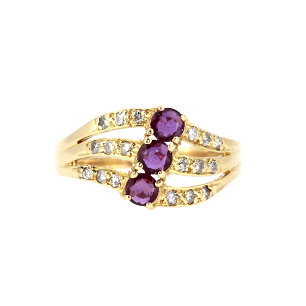 Fancy Three Stone Ruby Ring. S. Greenstein - image 1