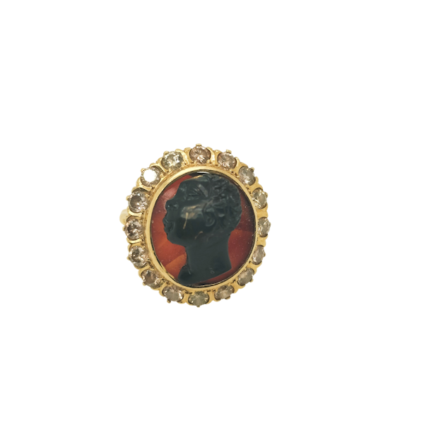 Antique agate cameo and diamond set ring. Michael Longmore - image 1