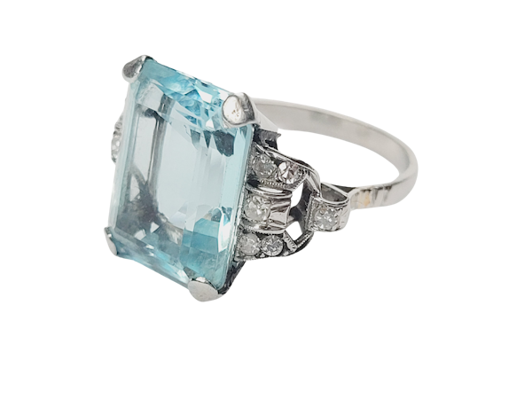 Art deco Aquamarine and diamond dress ring skull 5367 DBGEMS LTD - image 1