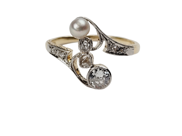 Art nouveau diamond and pearl ring sku 5376 DBGEMS - image 3