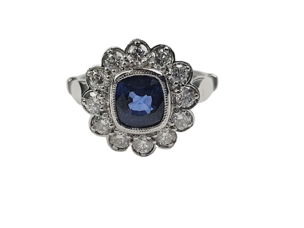 Vintage sapphire and diamond cluster engagement ring SKU: 5369  DBGEMS - image 1