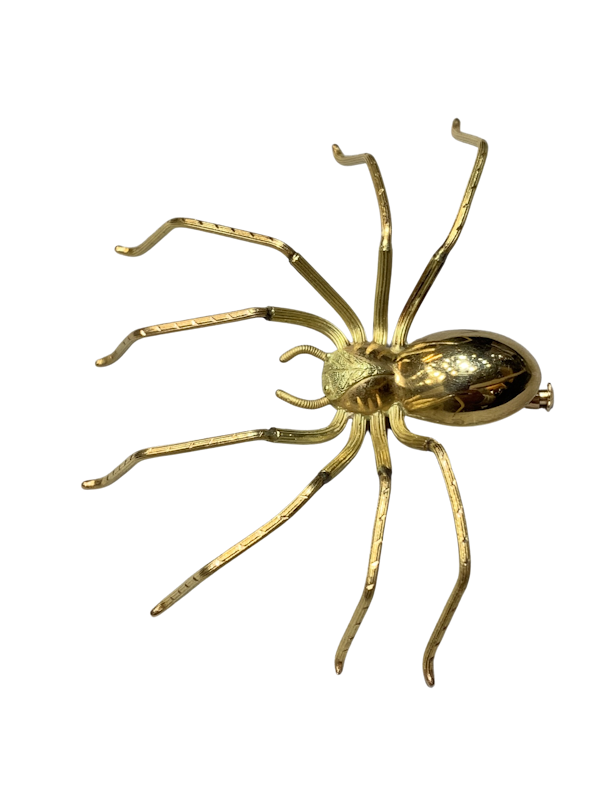 Gold spider brooch - image 1