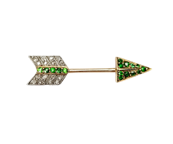 Antique demantoid garnet and diamond arrow jabot pin SKU: 5412  DBGEMS - image 1