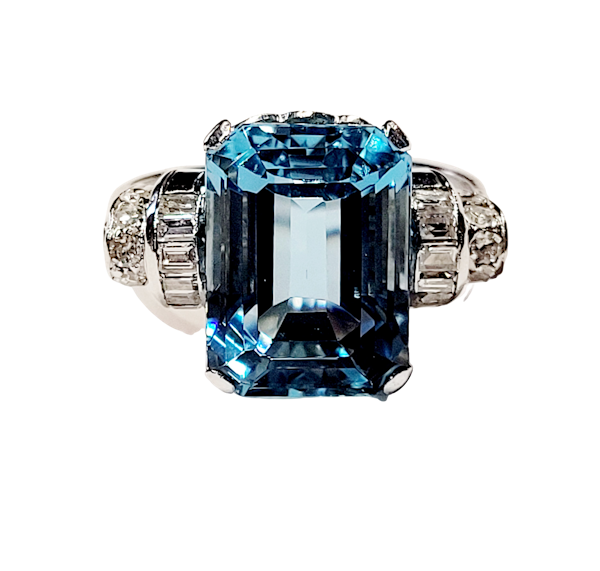 Art deco aquamarine and diamond dress ring SKU: 5415 DBGEMS - image 1