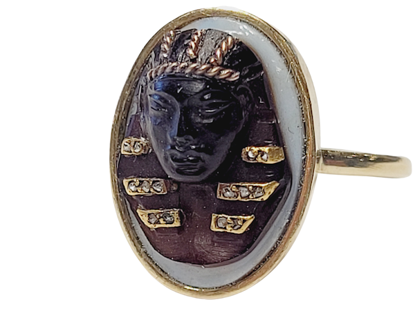 Antique hardstone cameo Egyptian revival ring SKU: 5409  DBGEMS - image 1