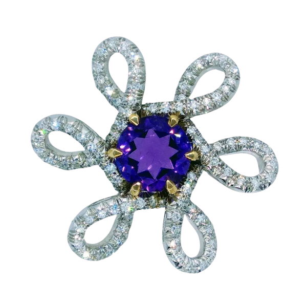 Infinity Design Diamond and Amethyst Pendant. - image 1