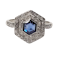 Rare hexagonal sapphire and diamond art deco engagement ring SKU: 5463 DBGEMS - image 1