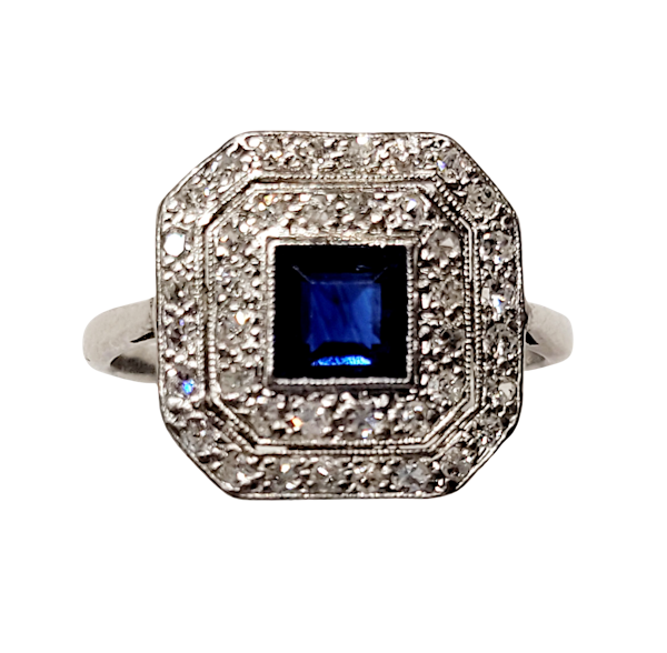 Art deco sapphire and diamond engagement ring SKU: 5461 DBGEMS - image 1