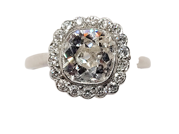 Antique cushion cut diamond halo engagement ring SKU: 5460 DBGEMS - image 1