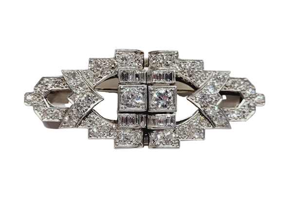 Art deco diamond double clip brooch SKU: 5471 DBGEMS - image 1