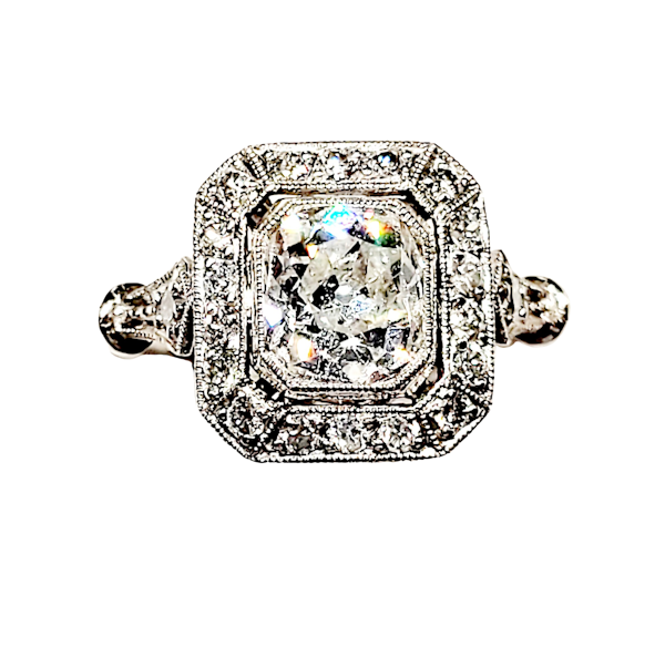 1ct cushion cut diamond halo ring SKU: 5462 DBGEMS - image 1
