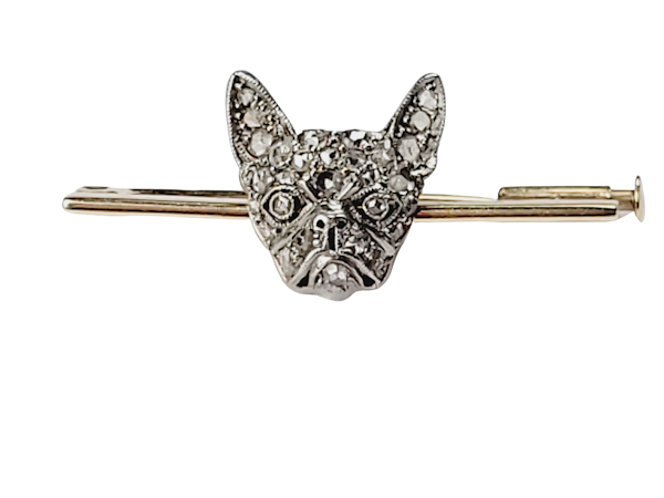 Antique French bull dog diamond pin SKU: 5482 DBGEMS - image 1