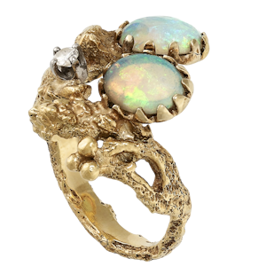 Abstract Opal & Diamond Ring