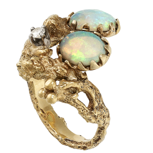 Abstract Opal & Diamond Ring - image 1
