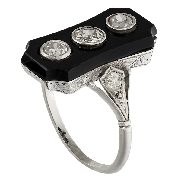 Art Deco Onyx & Diamond Ring - image 1