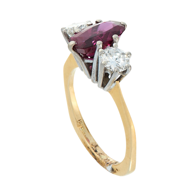 Ruby & Diamond three stone ring - image 1