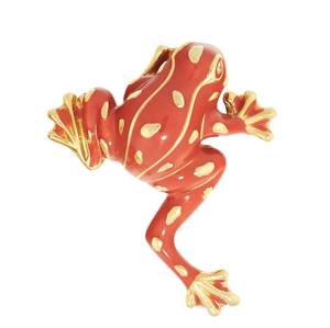 Vintage Diamond & Enamel Frog Brooch