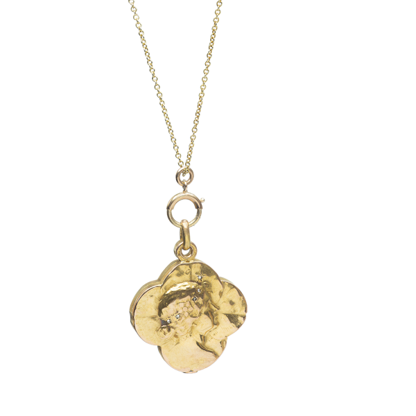An Art Nouveau Gold Diamond Locket - image 1