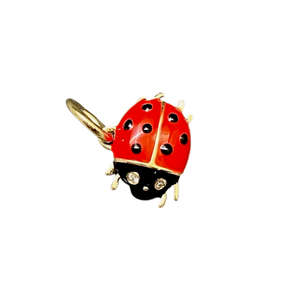 Charm Ladybird Enamel Diamonds in 9ct Gold by Lilly Shapiro, Lilly's Attic since 2001 - image 1